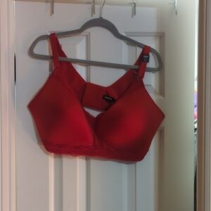 Torrid Red Lace-Trim Full-Coverage Bra 44DDD